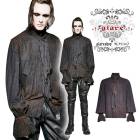 glareshop グレアショップ「M.S-M.5XL」TX418-B■スチームパンク ダメージ加工 ネクタイ付き オシャレ リネン シャツ 黒 メンズ | スチームパンク ヴィジュアル系 V系 モー