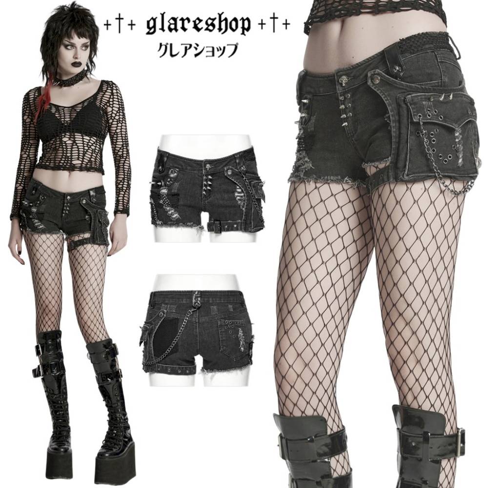 glareshop ���쥢����åס�XS-4XL��PX092-B���������� �ѥ� ���᡼���ù� �ݥ��åȥѥå��դ� ���硼�� �ѥ�� �� ��ǥ����� | ��������ѥ� �������奢��� V�� ���ơ��� ���� �� [PUNK RAVE] Punk Distressed Denim Shorts with Side Pocket