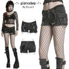 glareshop グレアショップ「XS-4XL」PX092-B■ゴスロリ パンク ダメージ加工 ポケットパック付き ショート パンツ 黒 レディース | スチームパンク ヴィジュアル系 V系 ステー