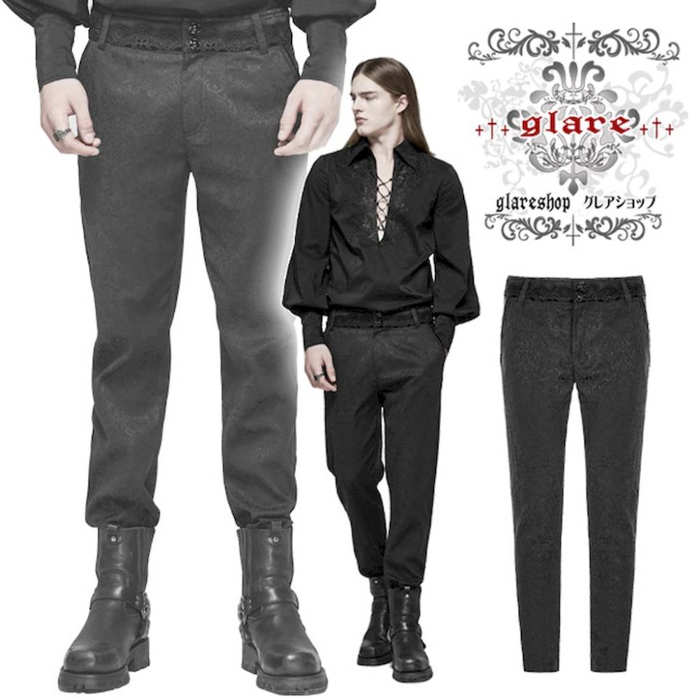 glareshop ���쥢����åס�M.S-M.5XL��PX443-B��������ơ��� �����å� ���㥫���� ���󥰥ѥ�� �� ��� | �������� �����å� �ե��å���� �������奢��� V�� �⡼�ɷ� �����ץ� ���ơ��� ���� �� [PUNK RAVE] Vintage Gothic jacquard Long Pants
