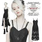 glareshop グレアショップ「XS-4XL」WX358-B■ゴスロリ モード系 ゴシック レース ロング キャミソール ワンピース 黒 レディース | カジュアル ヴィジュアル系 V系 モード系