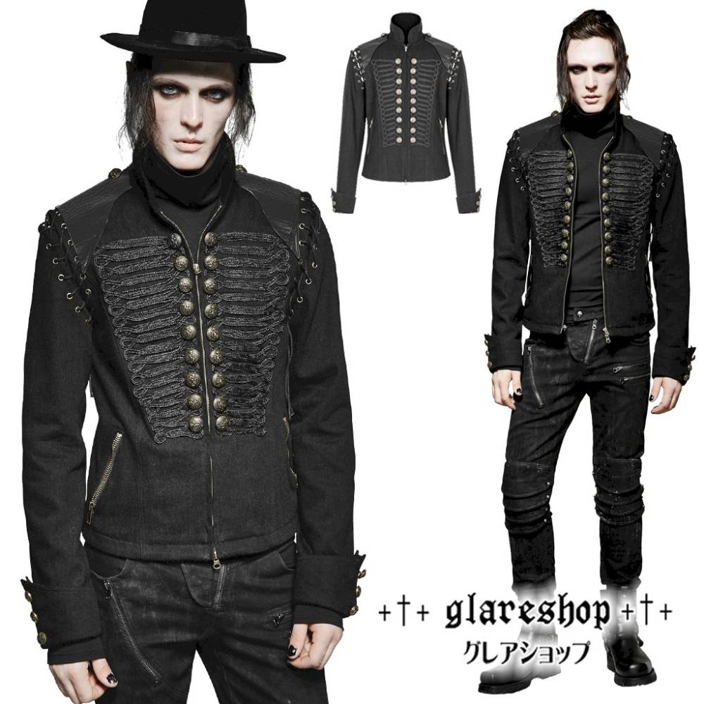 glareshop 쥢åסM.S-M.5XLJX360-Bѥ ߥ꥿꡼㥱å 硼Ⱦ Ǻ ǥ˥ ʥݥ쥪   ֥å  | Сѥ 奢 V   [PUNK RAVE] Vintage Military Gothic fashion style jacket
