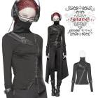 glareshop グレアショップ「S/L/2XL」TX679-B■ゴスロリ スチームパンク ダブルジッパー 指穴 長袖 カットソー 黒 レディース | スチームパンク ヴィジュアル系 V系 モード系