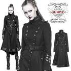 glareshop グレアショップ「XS-4XL」JX396-B■ミリタリー コート ロング丈 ゴスロリ ナポレオン ハイネック フィッシュテール 軍服 黒 ブラック レディース | 地雷系 地雷系女