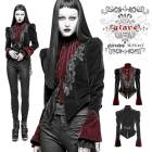 glareshop グレアショップ「XS-4XL」JX398-R■ゴシック ジャケット ショート丈 ゴスロリ 薔薇ボタン 刺繍レース 燕尾 ツイル レッド|ブラック 黒×赤 レディース | 地雷系 地