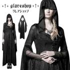 glareshop グレアショップ「S/L/2XL」JX198-B■ゴシック カーディガン ロング丈 フード付き 黒 ブラック レディース | 魔女 | ゴスロリファッション ハロウィン 仮装 ヴィジ