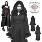 glareshop グレアショップ「XS-5XL」JX415-B■ゴスロリ コート ロング丈 ゴシック ファー付き レースアップ 裏起毛 黒 ブラック レディース | ファッション ヴィジュアル系 V