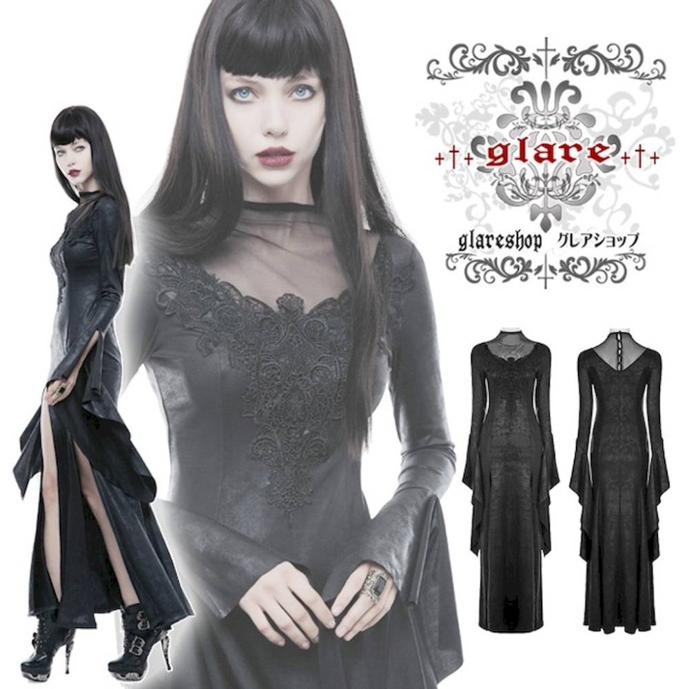glareshop ���쥢����åס�S/L/2XL��WX280-B���������� �����å� Ĺµ V�ͥå� �졼�� ��� ���ԡ��� �ɥ쥹 �� ��ǥ����� | �������奢��� V�� �⡼�ɷ� �����ץ� ���ơ��� ���� �� [PUNK RAVE] Gothic Gorgeous Lace Split Dress
