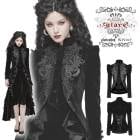 glareshop 쥢åסXS-4XLJX565-B 㥱å 硼Ⱦ å ٥٥å 졼å ɽ Ĺµ  ֥å ǥ | åեå 奢 V ⡼ɷ ơ   [PUNK RAVE] Gothic Weft Velvet Short Coat