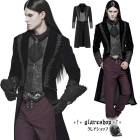 glareshop グレアショップ「M.S-M.5XL」JX577-B■ゴシック コート ミドル丈 レイヤード風 黒 ブラック メンズ | ゴスロリ ゴシック 紳士 ファッション スチームパンク ヴィ