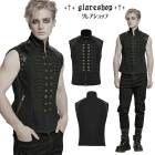 glareshop 쥢åסM.S-M.5XLKX176-BG ʥݥ쥪٥ 硼Ⱦ  ֥å  |  ѥ å եå ѥ 奢 V ץ ơ   [PUNK RAVE] Military Uniform Vest
