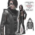 glareshop グレアショップ「M.S-M.5XL」JX666-B■パンク メッシュ パーカー ショート丈 シースルー フード付き 長袖 ジャケット 黒 ブラック メンズ | ロック ファッション