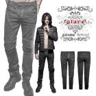 glareshop グレアショップ「M.S-M.4XL」PX207-B■パンク 退廃風 膝鎧デザイン ロング パンツ デニム ジーンズ 黒 メンズ | ゴスロリ ゴシック パンク ロック ファッション