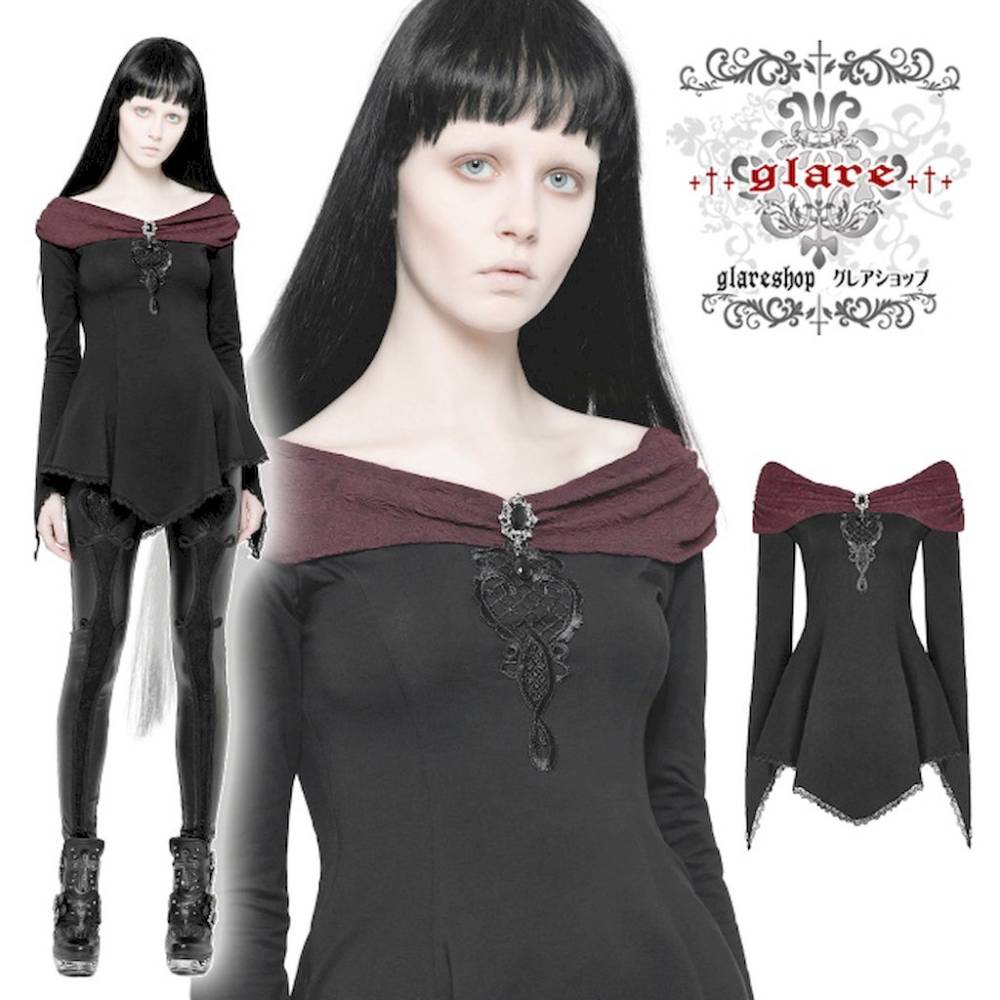 glareshop ���쥢����åס�S/L/2XL��TX617-R���������� �����å� �������㥹 Ĺµ T����� �֥饦�� ������ ��ǥ����� | �������奢��� V�� �⡼�ɷ� �����ץ� ���ơ��� ���� �� [PUNK RAVE] Gothic Off-the-Shoulder Asymmetric T-Shirt