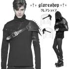 glareshop グレアショップ「M.F」Zb139-B■パンク フェックレザー 肩鎧 スチームパンク レトロ アーマー サイバーパンク 軍服 黒 メンズ | スチームパンク ヴィジュアル系 V系 