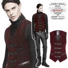 glareshop グレアショップ「M.S-M.5XL」KX220-R■ゴスロリ ベスト ショート丈 ゴシック ダマスク柄プリント ナポレオ 貴族 紳士 赤 レッド メンズ | ヴィジュアル系 V系 