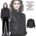 glareshop グレアショップ「M.S-M.5XL」TX826-B■ゴスロリ ゴシック 長袖 シャツ 黒 メンズ | ヴィジュアル系 V系 モード系 コスプレ ステージ 衣装 服 [PUNK RA