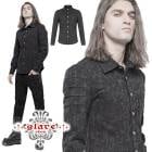 glareshop グレアショップ「M.S-M.5XL」TX825-B■ゴスロリ ゴシックパンク ジャガード シンプル ミリタリー 長袖 シャツ 黒 メンズ | ヴィジュアル系 V系 モード系 コスプ