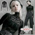 glareshop グレアショップ「XS-4XL」TX855-B■ゴスロリ ゴシック モード系 ベルベット プリント シースルー カットソー 黒 レディース | カジュアル ヴィジュアル系 V系 モー