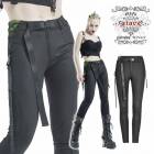 glareshop グレアショップ「XS-4XL」PX495●ゴスロリ ゴシックパンク ロング スリム パンツ レギンス 黒×グリーン レディース | ゴスロリ ゴシック パンク ロック ファッション