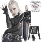 glareshop グレアショップ「S/L/2XL」TX875-B■ゴスロリ オフショルダー クモの巣柄 長袖 Tシャツ カットソー 黒 レディース | ヴィジュアル系 V系 コスプレ ステージ 衣装