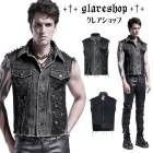 glareshop ���쥢����åס�M.S-M.5XL��KX401-B���ѥ� �ǥ˥� �٥��� ���硼�Ⱦ� ������ ���᡼���ù�  �� �֥�å� ��� | ��������ѥ� �������奢��� V�� �����ץ� ���ơ��� ���� �� [PUNK RAVE] PUNK decadent vest
