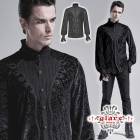 glareshop グレアショップ「M.S-M.5XL」TX889-B■ゴシック 貴公子スタイル 長袖 ブラウス カジュアルシャツ 黒 メンズ | ヴィジュアル系 V系 モード系 コスプレ ステージ 