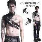 glareshop グレアショップ「M.S-M.5XL」TX892-B■パンク 肩鎧 PUレザーショルダーアーマー ワンアーム サイバーパンク 黒 メンズ | スチームパンク ヴィジュアル系 V系 モ