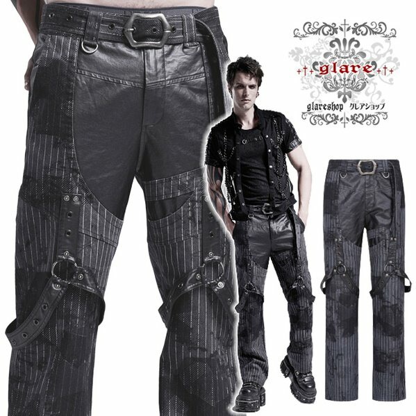 Glareshop グレアショップ 公式ストア ゴスロリ Glareshop グレアショップ M S M 5xl Px507 St ゴシック パンク ロング ベルト ロング パンツ 黒 ストライプ メンズ ゴスロリ ゴシック パンク ロック ファッション スチームパンク ヴィジュアル系 V系 モード