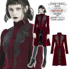 glareshop グレアショップ「XS-4XL」JX740-R■ゴスロリ コート ミドル丈 ゴシック エレガント 刺繍 レースアップ レッド×ブラック 赤×黒 レディース | 地雷系 ヴィジュアル系