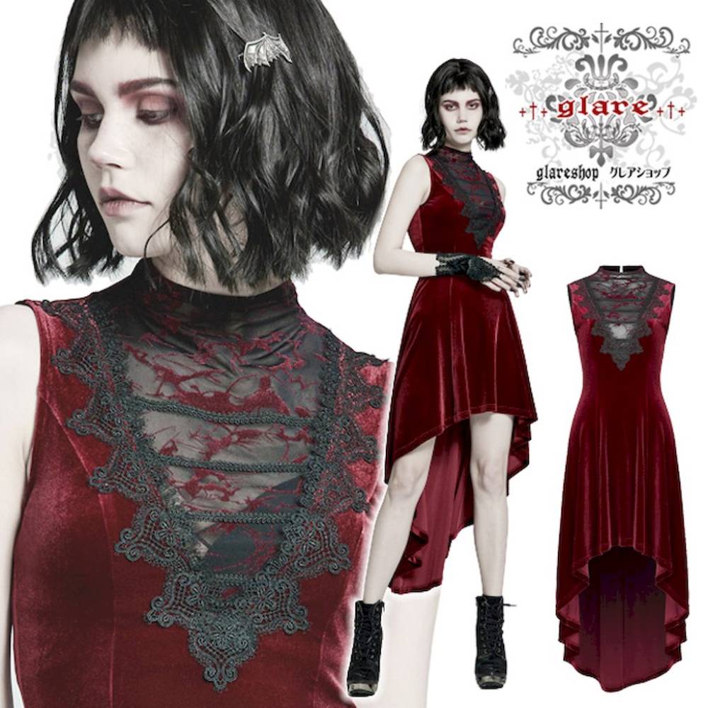 glareshop ���쥢����åס�S/L/2XL��WX623-R���������� �����å� �٥�٥å� �ե��å���ơ��� �ɥ쥹 ���ԡ��� �� ��ǥ����� | �������� �����å� �������奢��� �����ץ� ���ơ��� ���� �� [PUNK RAVE] Gothic Velvet High-Low Sleeveless Dress