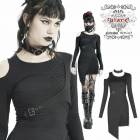 glareshop グレアショップ「S/L/2XL」WX625●ゴスロリ パンク ベルトチョーカー付き 肩あき 長袖 タイト ワンピース 黒 レディース | ゴスロリ ゴシック パンク ロック ファッ