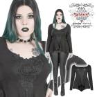 glareshop グレアショップ「XL/3XL/5XL」TX932-B■ゴスロリ 刺繍レースアップフィッシュテール長袖Tシャツ カットソー 黒 レディース | ゴシック ファッション ヴィジュアル系