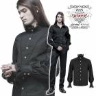 glareshop グレアショップ「M.S-M.5XL」TX957-B■ゴスロリ ゴシック スタンドカラー 立ち襟 フリル 貴族 フォーマル 長袖 シャツ 黒 メンズ | ゴスロリ ゴシックファッショ