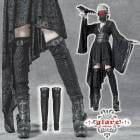 glareshop グレアショップ「S/L/2XL」ZF018-B■ゴスロリ ゴシック ベルト付 刺繍 レースアップ レッグウォーマー 黒 レディース | ゴスロリ ゴシック パンク ロック ファッシ