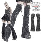 glareshop グレアショップ「S/L/2XL」ZF015-B■パンク 退廃ダメージ風 レースアップ レッグウォーマー 黒 レディース | パンク ロック ファッション スチームパンク ヴィジュア