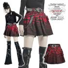 glareshop グレアショップ「XS-4XL」SX460-R■ゴスロリ 柄模様 ミニバッグ付き プリーツ スカート 黒×赤 レディース | パンク ロック ファッション スチームパンク ヴィジュア