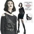 glareshop グレアショップ「S/L/2XL」Zb153-B■ゴスロリ ベスト レザー風 ロック ショルダーアーマー ガーターベルト 黒 レディース | ヴィジュアル系 V系 モード系 コスプレ