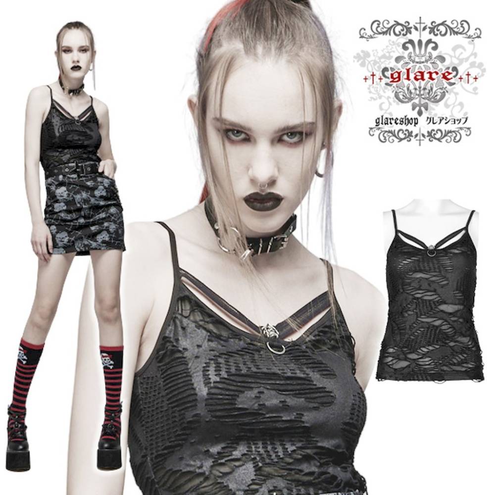 glareshop 쥢åסS/L/2XLKX445-HBѥ ߥ ߥ  ᡼ ɥ  ȥåץ  ֥å ǥ | ѥ å եå 奢 V ץ ơ   [PUNK RAVE] Punk camisoles