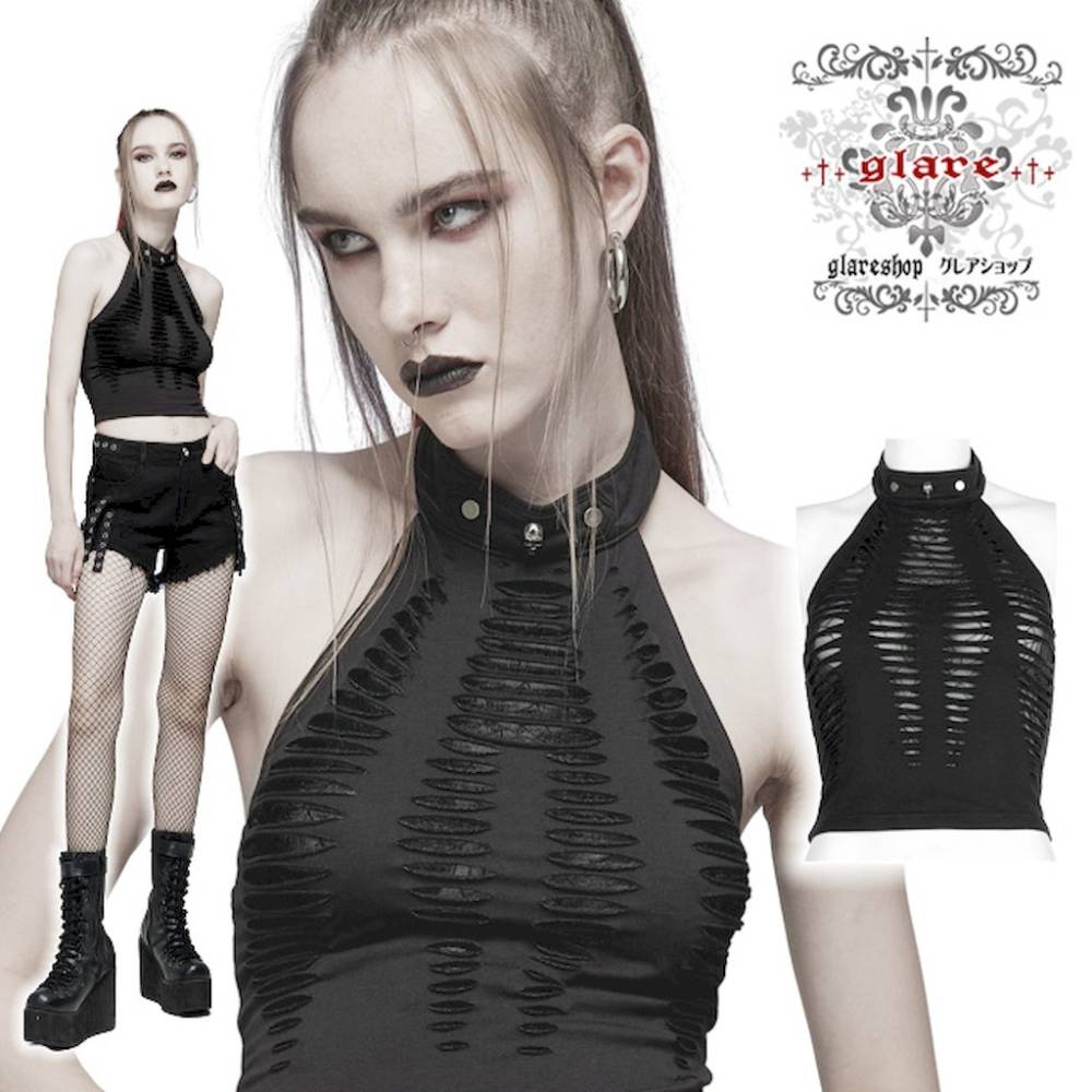 glareshop ���쥢����åס�S/L/2XL��KX447-B���������� �Ρ����꡼�֥ȥåץ� ������� �ۥ륿���ͥå� ����ߥ����� �� �֥�å� ��ǥ����� | ����� �������奢��� V�� �⡼�ɷ� �����ץ� ���ơ��� ���� �� [PUNK RAVE] Daily hollowed out spider print vest