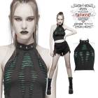 glareshop グレアショップ「S/L/2XL」KX447-N■ゴスロリ ノースリーブトップス 蜘蛛の巣 ホルターネック キャミソール 黒×緑 ブラック×グリーン レディース | 地雷系 ヴィジュ