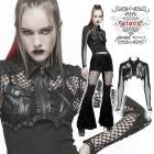 glareshop グレアショップ「XS-4XL」JX776-B■パンク ジャケット ショート丈 コウモリ 蝙蝠モチーフ 異素材 メッシュ×フェックレザー 黒 ブラック レディース | ミリタリージャ