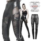 glareshop グレアショップ「XS-4XL」PX552-B■パンク シースルー レースアップ フェックレザー パンツ 黒 レディース | ゴスロリ ヴィジュアル系 V系 モード系 コスプレ ステ