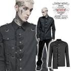 glareshop グレアショップ「M.S-M.5XL」TX1011-B■ゴスロリ ゴシックパンク 個性的アシンメトリー金属装飾 長袖 シャツ 黒 メンズ | スチームパンク ヴィジュアル系 V系 モ