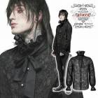 glareshop グレアショップ「M.S-M.5XL」TX1020■ゴスロリ ゴシック貴公子フリル立ち襟ネクタイ付きシースルー 長袖シャツ 黒 メンズ | ゴスロリ ゴシック パンク ロック ファッ