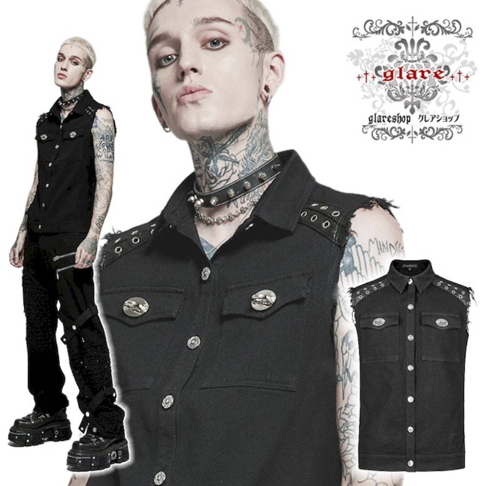 glareshop ���쥢����åס�M.S-M.5XL��KX453-B���ѥ� �٥��� ���硼�Ⱦ� ������ ���᡼���ù� �ĥ��� �� �֥�å� ��� | �������� �����å� �ѥ� ���å� �ե��å���� ��������ѥ� �������奢��� V�� ���ơ��� ���� �� [PUNK RAVE] Punk Wear Simple Vest