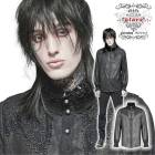 glareshop グレアショップ「M.S-M.5XL」TX1019-B■ゴスロリ ゴシック貴公子刺繍フリル襟シフォンプリント長袖シャツ 黒 メンズ | ヴィジュアル系 V系 モード系 コスプレ ステ