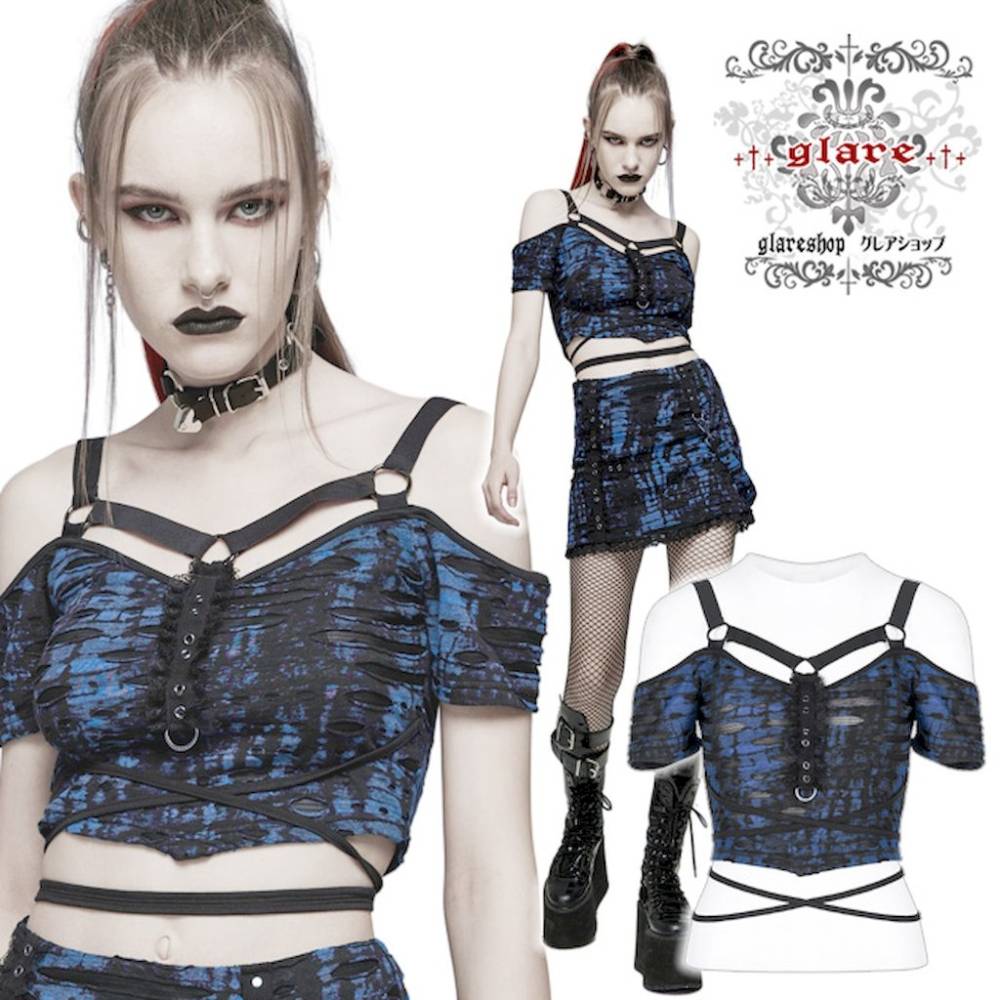 glareshop ���쥢����åס�S/L/2XL��TX998-K���ѥ� ������ ���᡼���ù� T����� ���åȥ��� �ȥåץ� ���ߥ֥롼 ��ǥ����� | �������� ���å� �ե��å���� �������奢��� V�� ���ơ��� ���� �� [PUNK RAVE] Gothic knitted print T-shirt