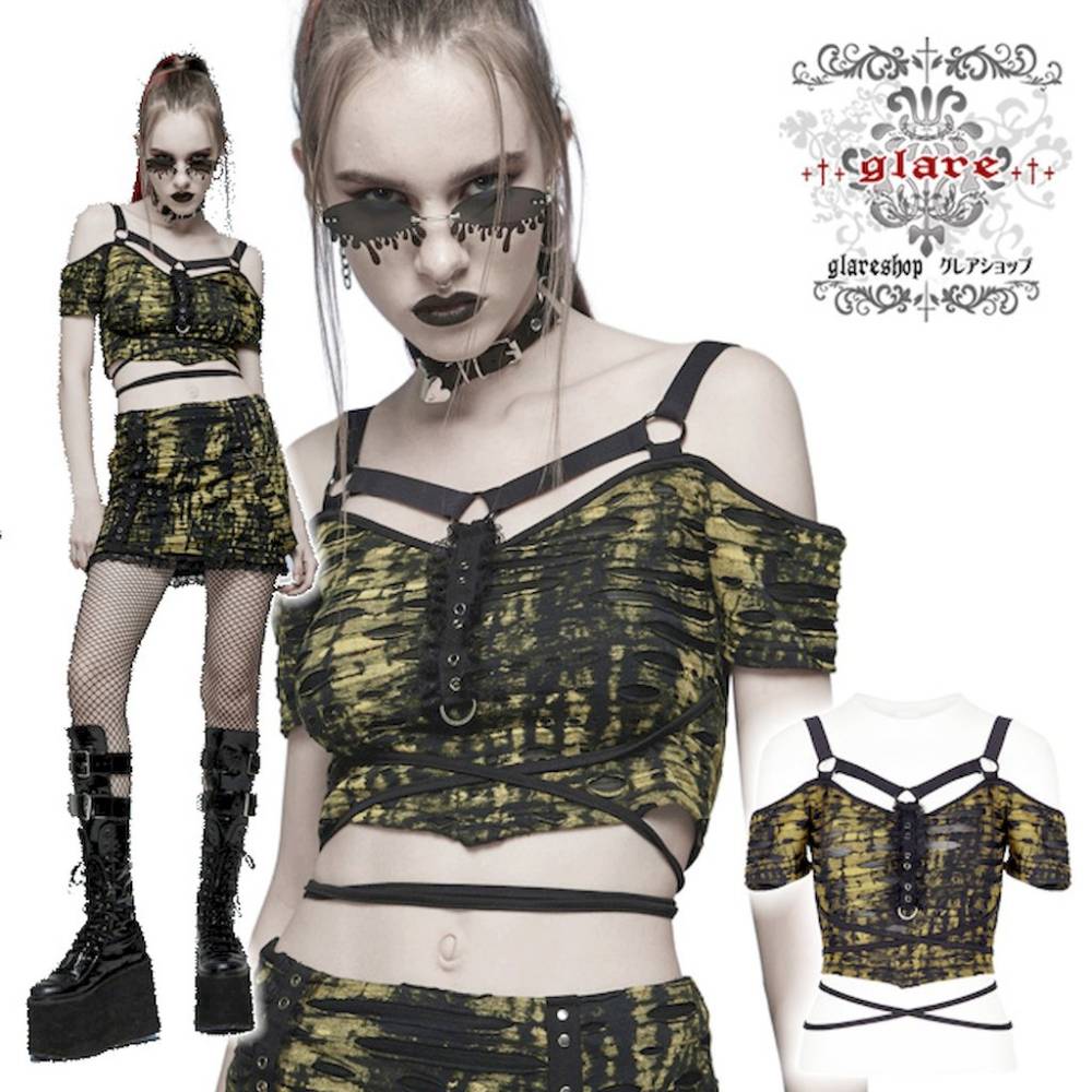 glareshop ���쥢����åס�S/L/2XL��TX998-Y���ѥ� ���������᡼���ù�T����� ���åȥ��� �ȥåץ� ���ߥ������� ��ǥ����� | �������� ��������ѥ� �������奢��� V�� ���ơ��� ���� �� [PUNK RAVE] Gothic knitted print T-shirt