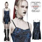 glareshop グレアショップ「S/L/2XL」WX668-K■ゴスロリ レース&スカル装飾ダメージ加工キャミワンピース 黒×ブルー レディース | ヴィジュアル系 V系 モード系 コスプレ ステ